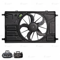 Электровентилятор охлаждения для автомобилей Ford Transit (13-) 2.2D FWD (с кожухом и резистором)