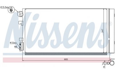 Радиатор кондиционера (конденсер) RENAULT FLUENCE / MEGANE 2.0/1.4D-2.0D 08- производства «Nissens»