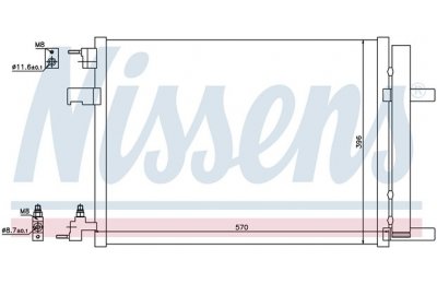 Радиатор кондиционера CHEVROLET CRUZE 10-/OPEL ASTRA J 09- производства «Nissens»