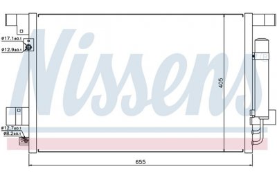 Радиатор кондиционера (конденсер) MITSUBISHI LANCER / OUTLANDER 1.5-2.4/2.2D 07- производства «Nissens»