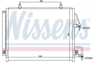 Радиатор кондиционера (конденсер) MITSUBISHI PAJERO 3.0/3.8/3.2TD 07- производства «Nissens»