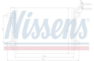 Радиатор кондиционера (конденсер) VW TIGUAN 1.4/2.0 TSI/TDI 07- производства «Nissens»