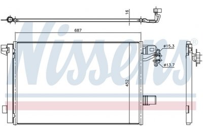 Радиатор кондиционера (конденсер) VW MULTIVAN/T5 2.0TD 09- производства «Nissens»