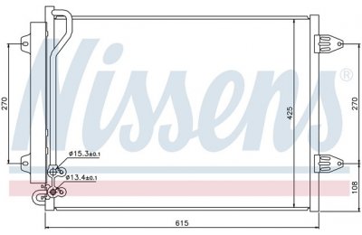 Радиатор кондиционера (конденсер) VW PASSAT 1.6-2.0FSI/1.9-2.0TD 05- производства «Nissens»