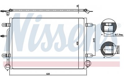 Радиатор кондиционера (конденсер) VAG A4 1.6/1.8/2.0/3.2/1.9-3.0 TDi 04- производства «Nissens»