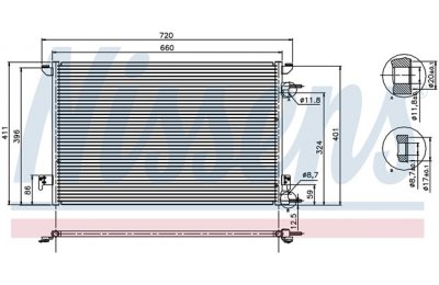 Радиатор кондиционера (конденсер) OPEL VECTRA C 2.0-2.2 DTI 02- производства «Nissens»
