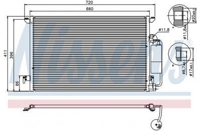 Радиатор кондиционера (конденсер) SAAB 9-3 1.8-2.8/1.9TD/2.2TD 02- производства «Nissens»