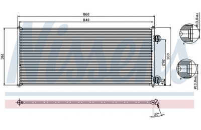 Радиатор кондиционера (конденсер) FORD TRANSIT 2.0-2.4D M/T 00- производства «Nissens»