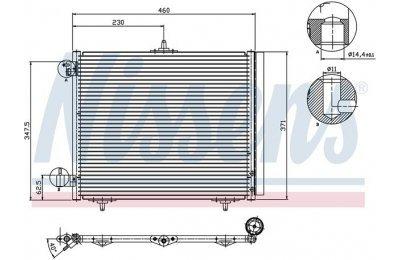 Радиатор кондиционера (конденсер) CITROEN C2/C3 / PEUGEOT 207/1007 1.1-1.6/1.4-1.6HDi 02- производства «Nissens»