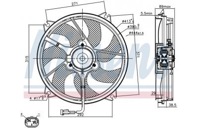 Вентилятор радиатора CITROEN JUMPY/C8 / PEUGEOT EXPERT 2.0/1.6D-2.0D 02- производства «Nissens»