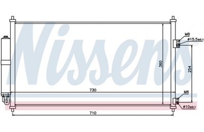 Радиатор кондиционера (конденсер) NISSAN X-TRAIL 2.5 01- производства «Nissens»