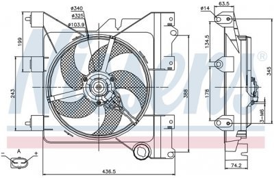 Вентилятор радиатора CITROEN BERLINGO/XSARA / PEUGEOT PARTER 1.4-2.0 96-05 производства «Nissens»