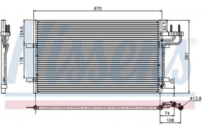 Радиатор кондиционера (конденсер) FORD FOCUS II/C-MAX 1.6-2.0/1.6-2.0 TDCi 04- производства «Nissens»