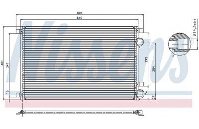 Радиатор кондиционера (конденсер) RENAULT MEGANE 1.4-2.0/1.5-1.9D 02- производства «Nissens»