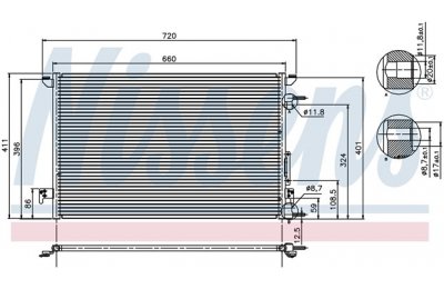 Радиатор кондиционера (конденсер) OPEL VECTRA C 1.6-3.2 02- производства «Nissens»